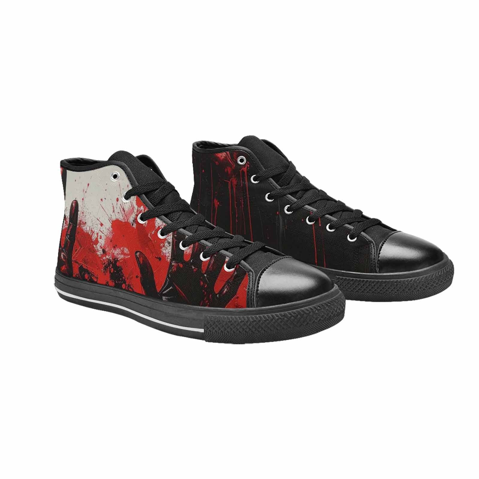 MEN'S Halloween Splatter Handprint High Top Canvas Vibrant Chaos Custom Sneakers