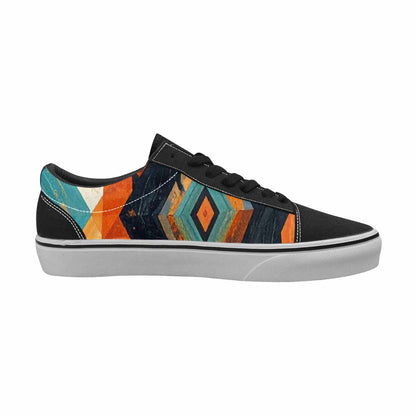 WOMEN'S Southwestern Geometric Diamond Canvas Lace-Up Wallpaper Art Custom Sneakers
