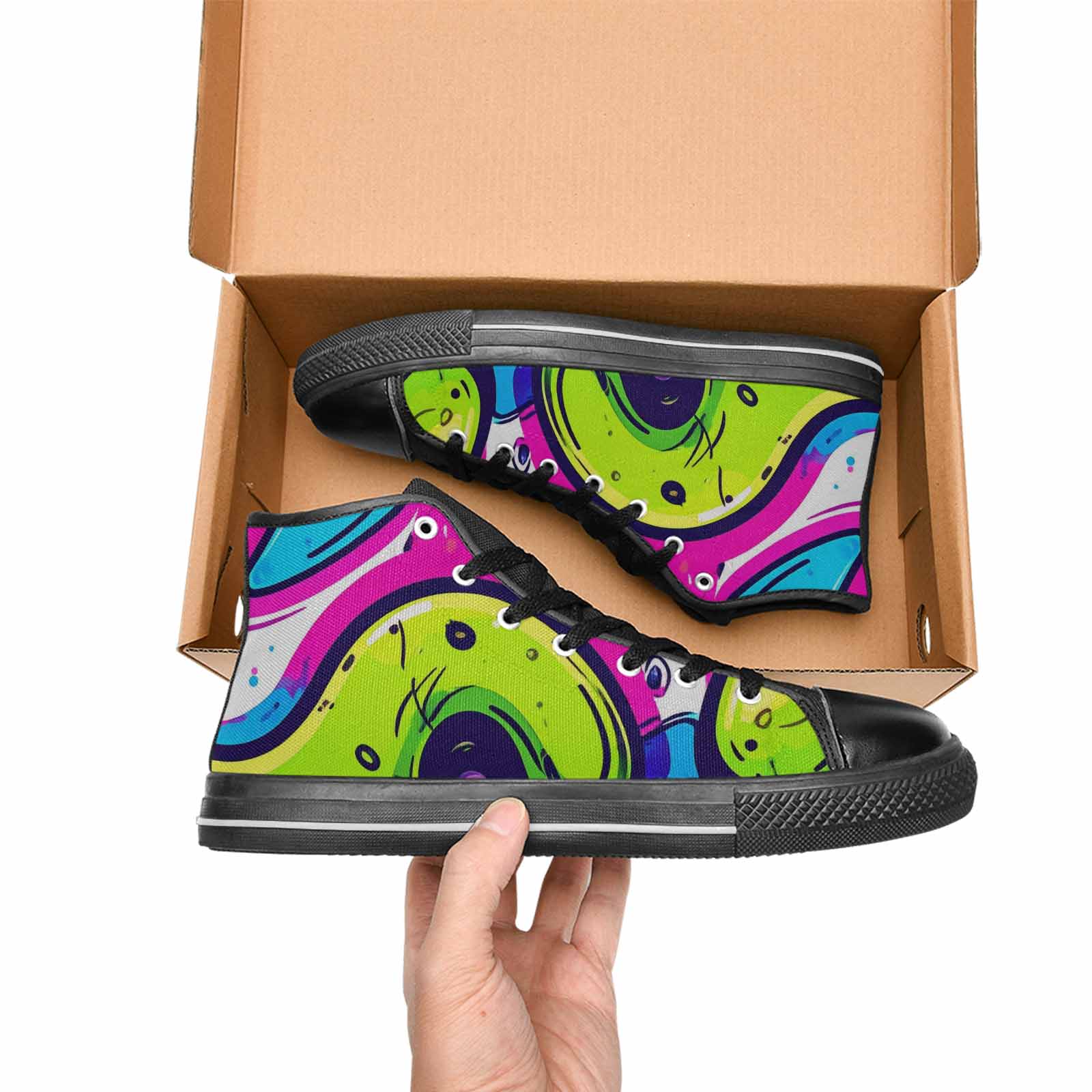 MEN'S Acid Wash Cartoon High Top Canvas Dark Academia Custom Shoes