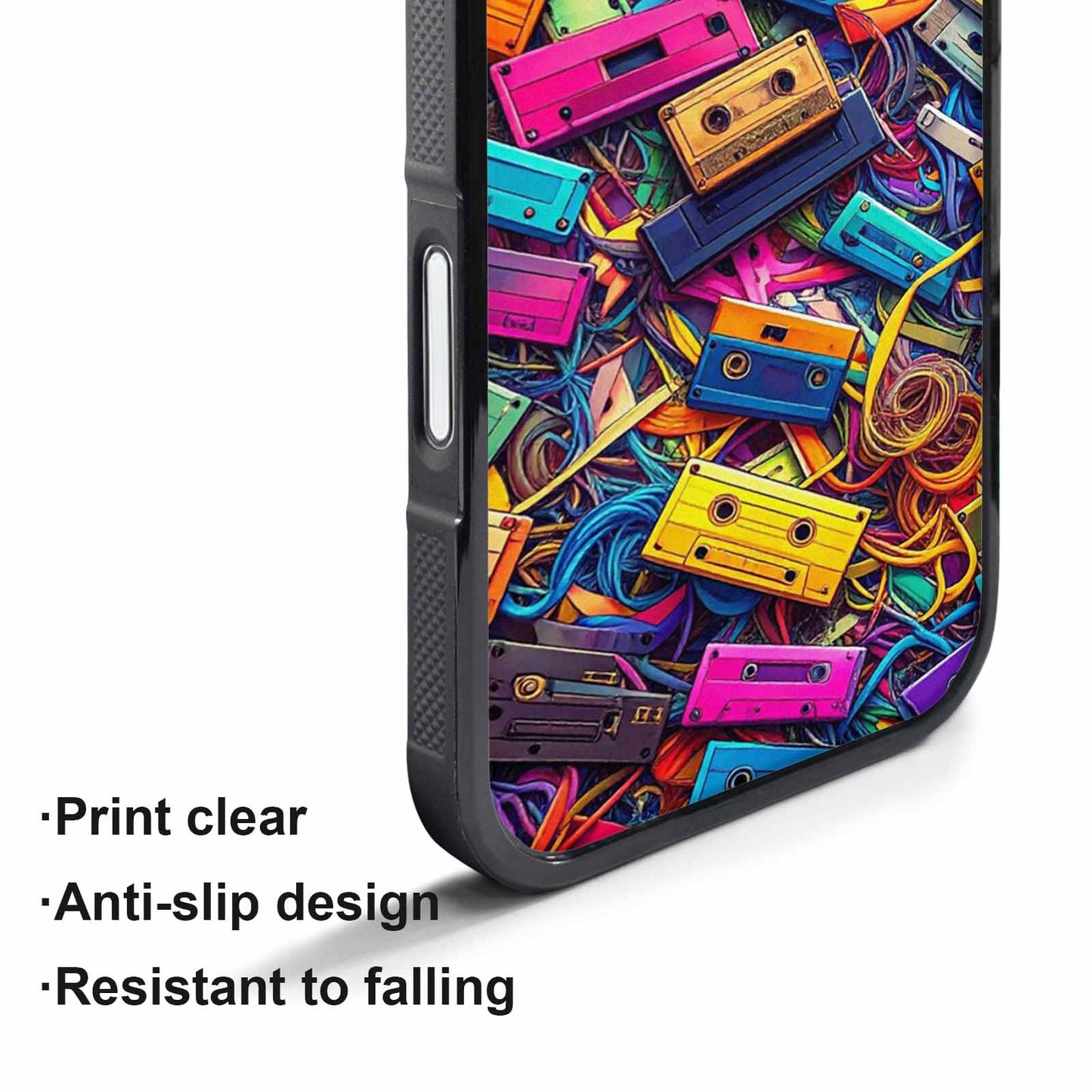 iPhone 17 Pro Case — Retro Cassette Tape Pattern Hundreds Retro, Custom Art Phone Cover