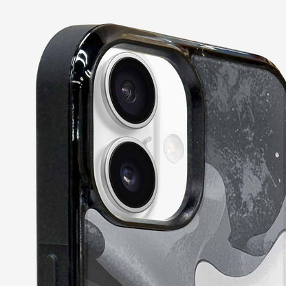 iPhone 16 Case — Grey Camo Print, Customized Protective Case