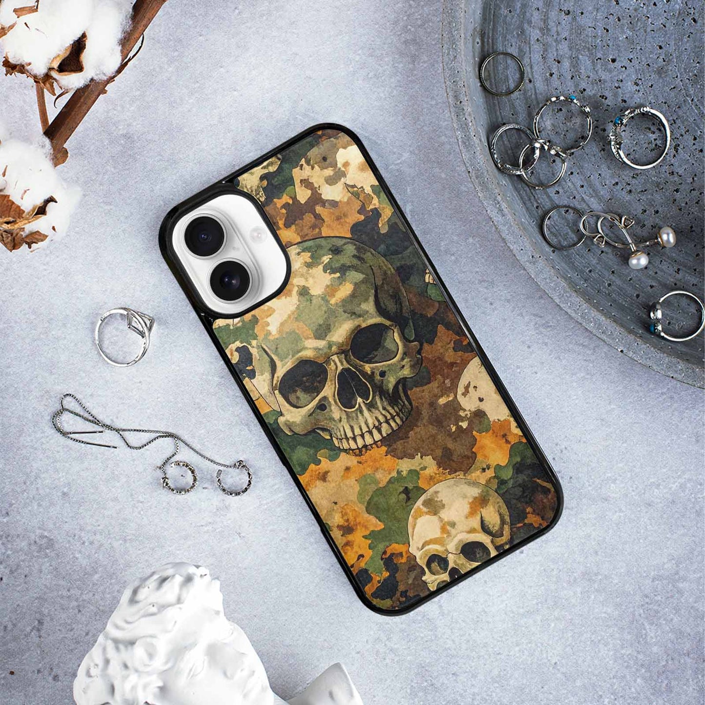 iPhone 16 Plus Case — Military Camo Texture Combined With Distressed, Unique Phone Case Design