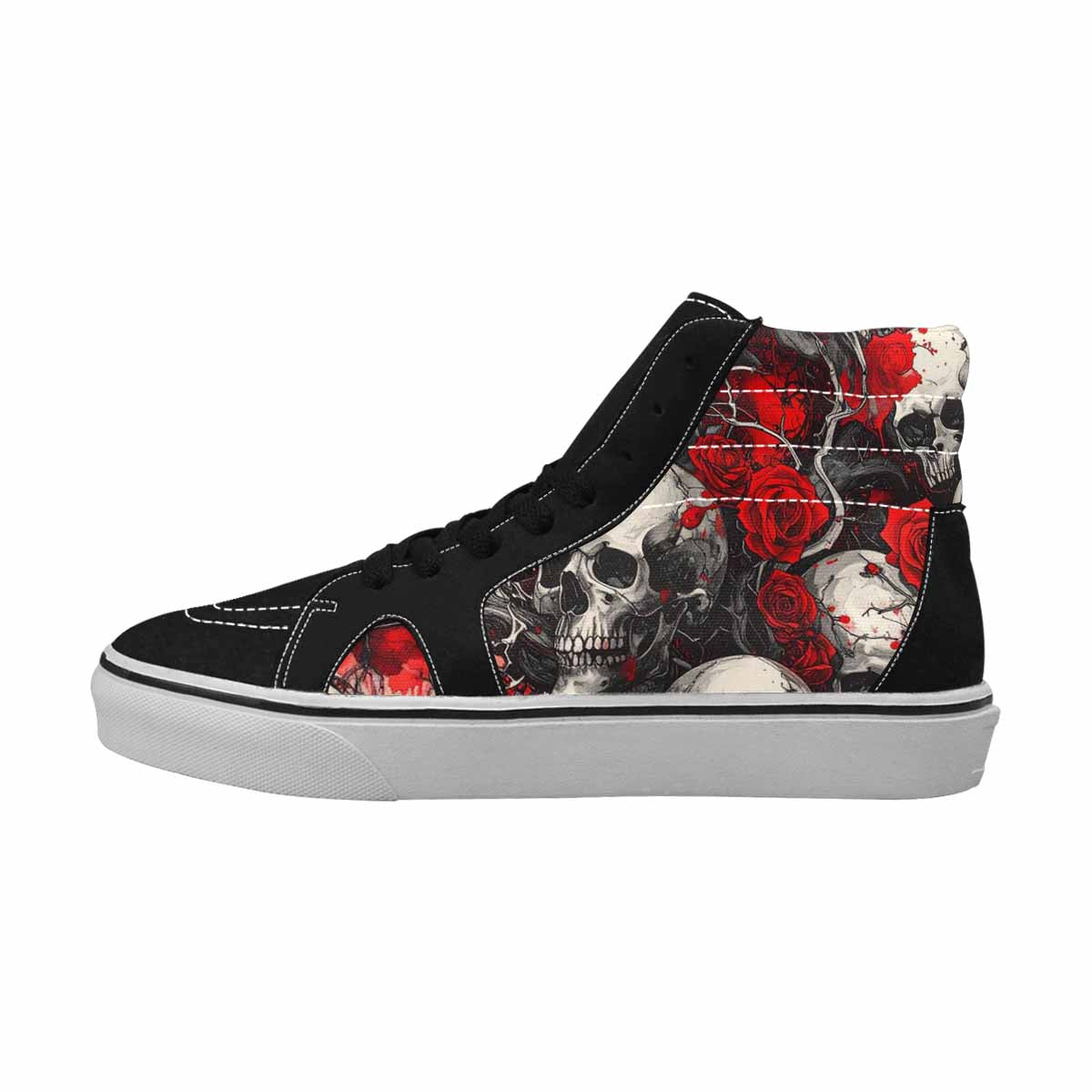 MEN'S Skull Roses High Top Canvas Melting Art Custom Sneakers
