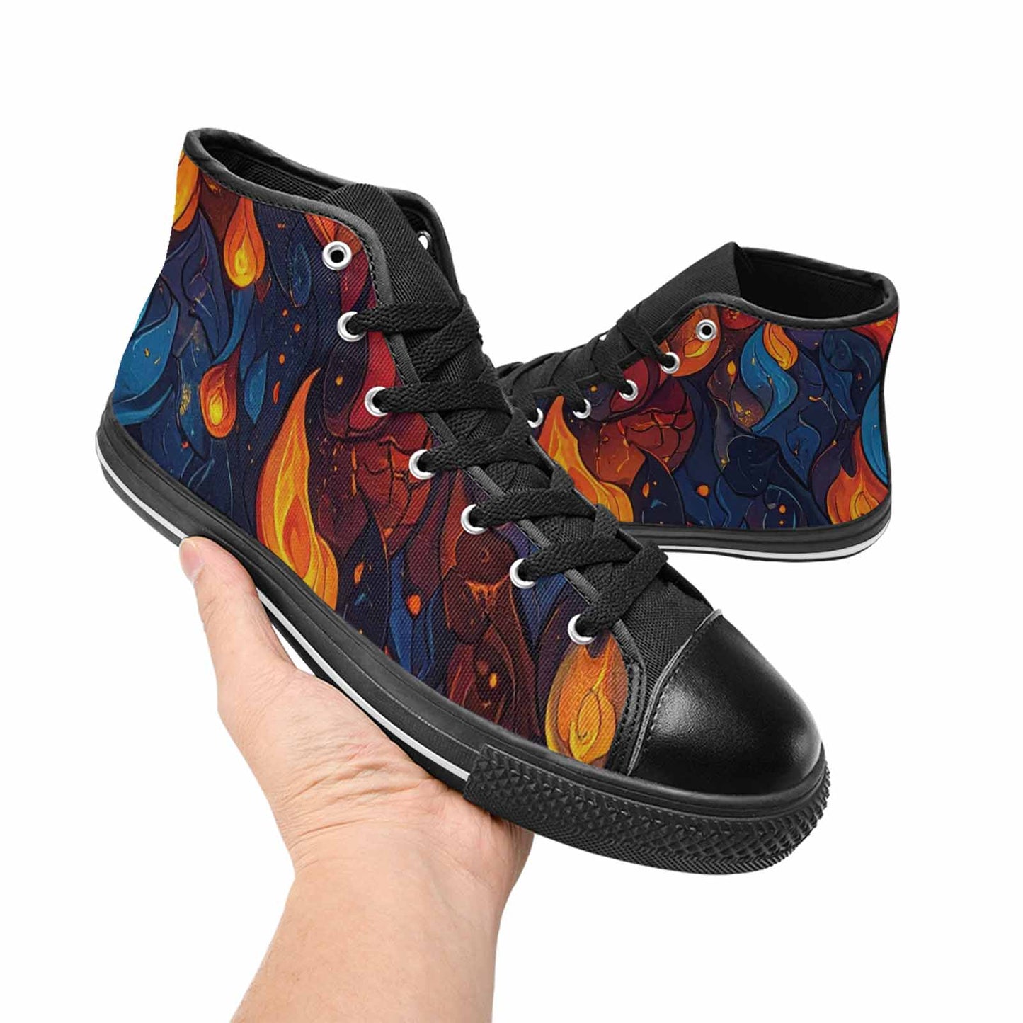 WOMEN'S Fire Flame High Top Canvas Y2K Custom Sneakers