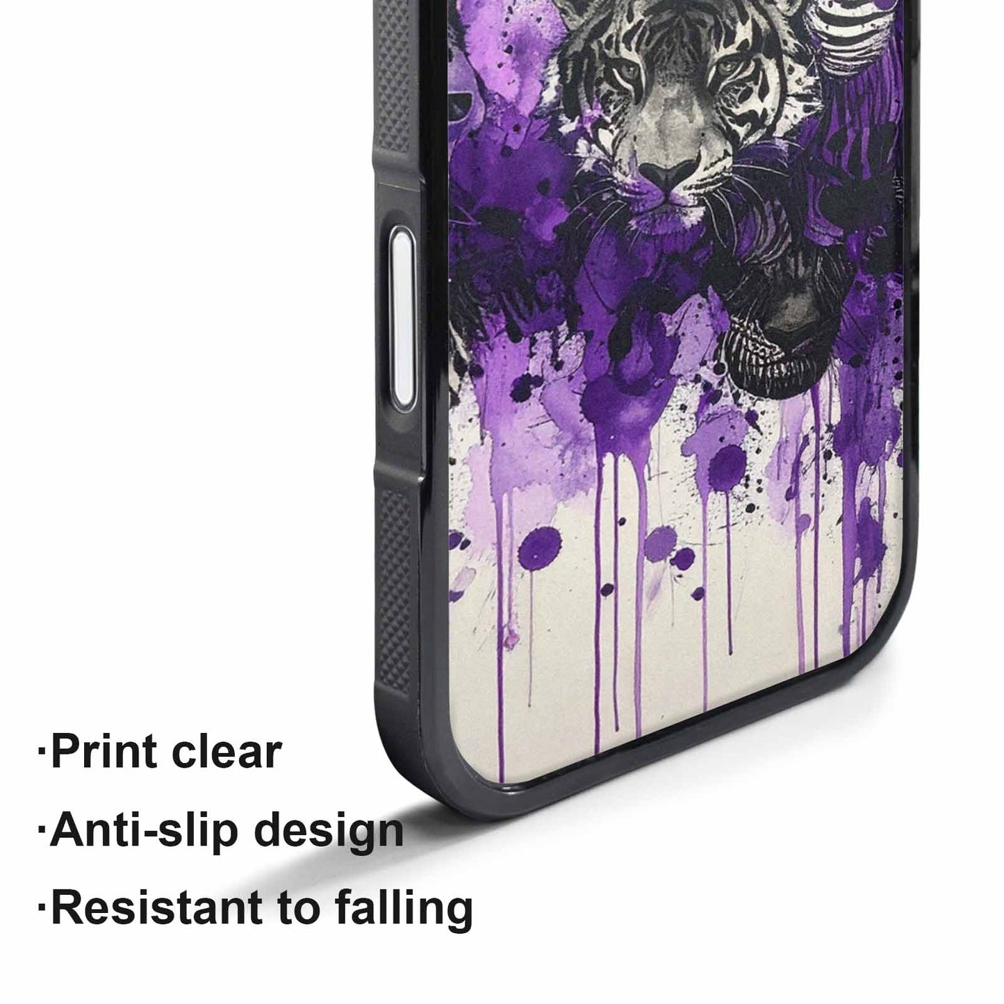 iPhone 17 Pro Max Case — Black &amp; Purple Ink Animal Print, Personalized Phone Case