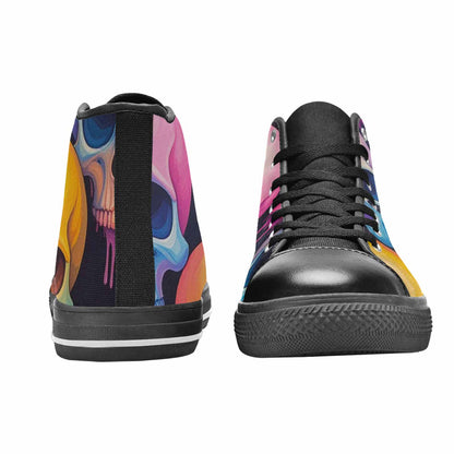 WOMEN'S Dripping Candy Skulls High Top Canvas Grunge Custom Shoes