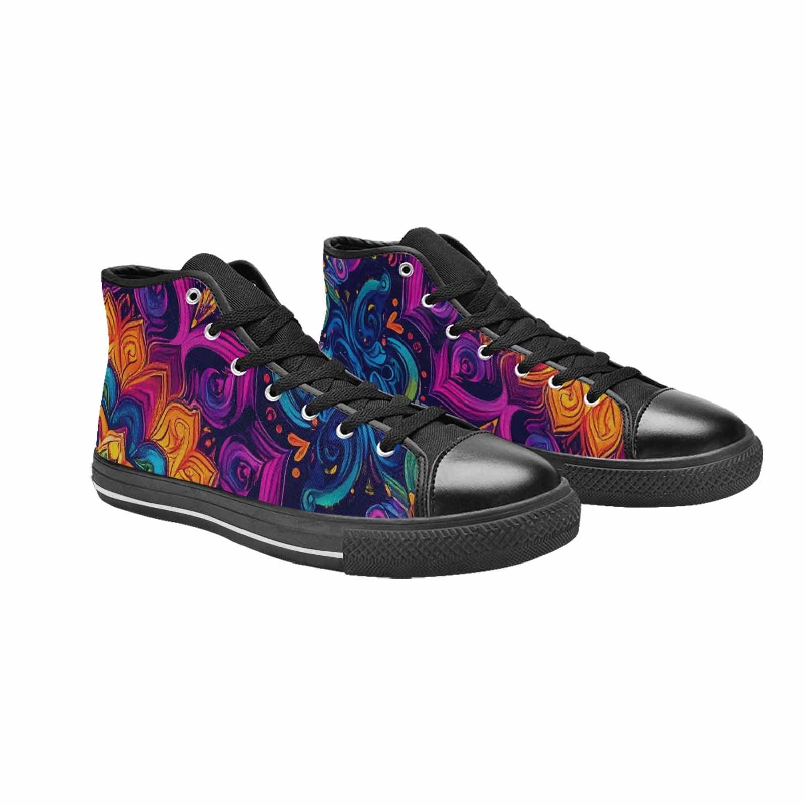 WOMEN'S Tie Dye Mandala High Top Canvas Wallpaper Art Sneakers