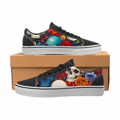 WOMEN'S Skull Roses Lace-Up Canvas Vivid Custom Sneakers