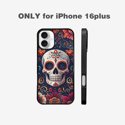 iPhone 16 Plus Case — Day Dead Sugar Skull Art 100s, Customized Protective Case
