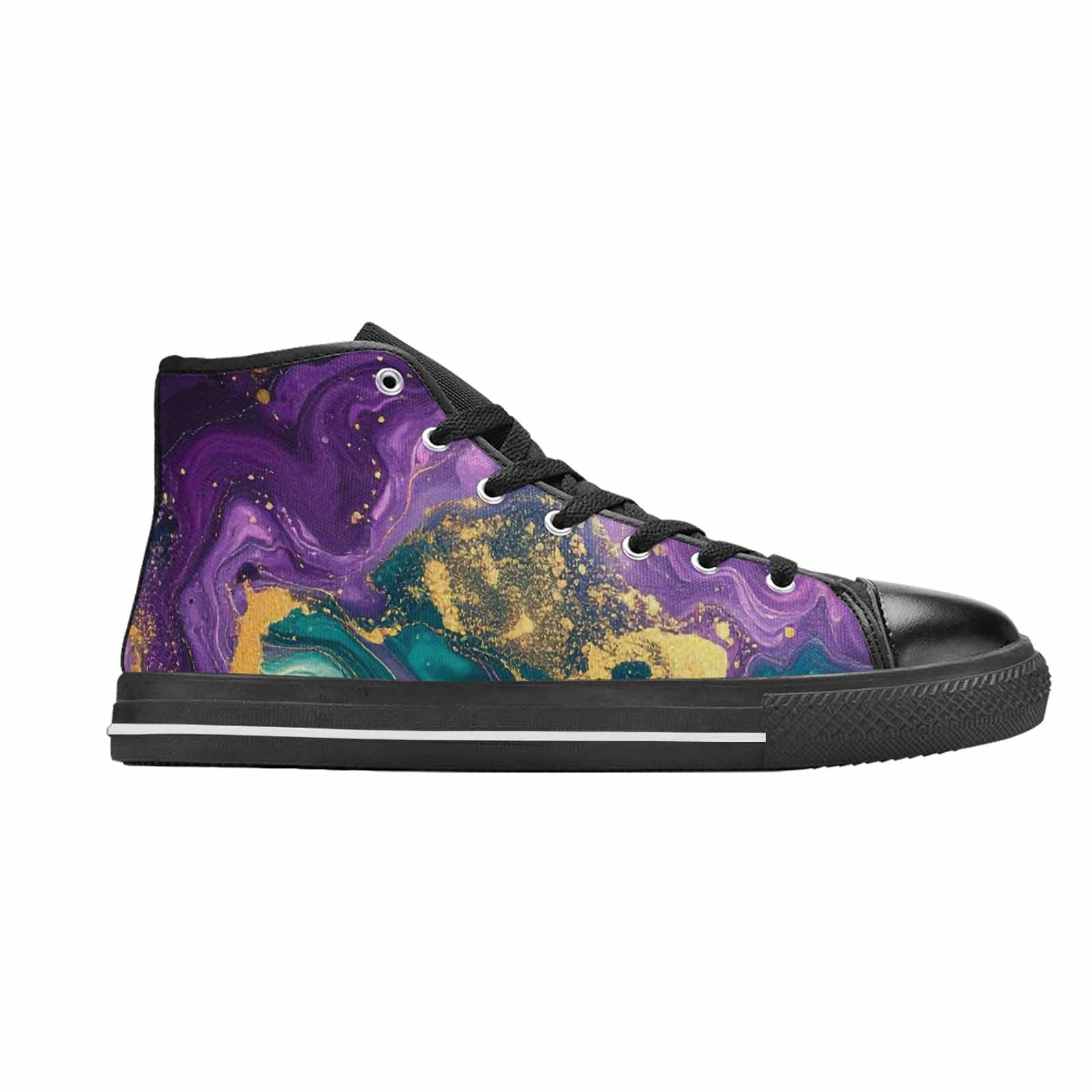 WOMEN'S Marble Galaxy Swirl High Top Canvas Wallpaper Art Sneakers