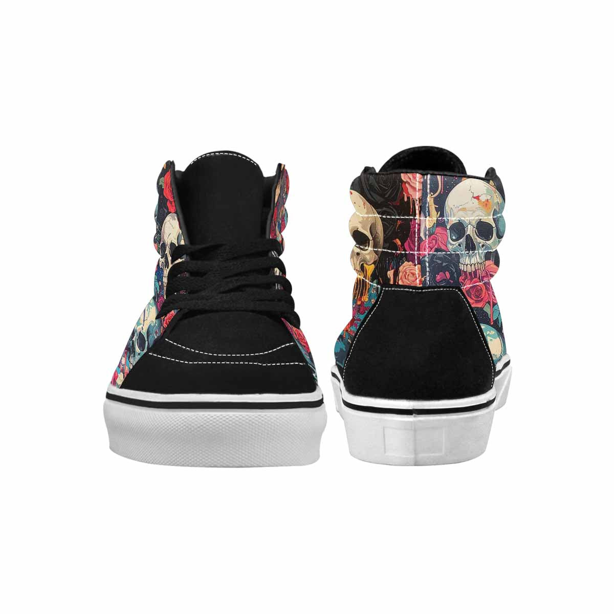 MEN'S Skulls Roses Skulls Roses High Top Canvas Grunge Shoes