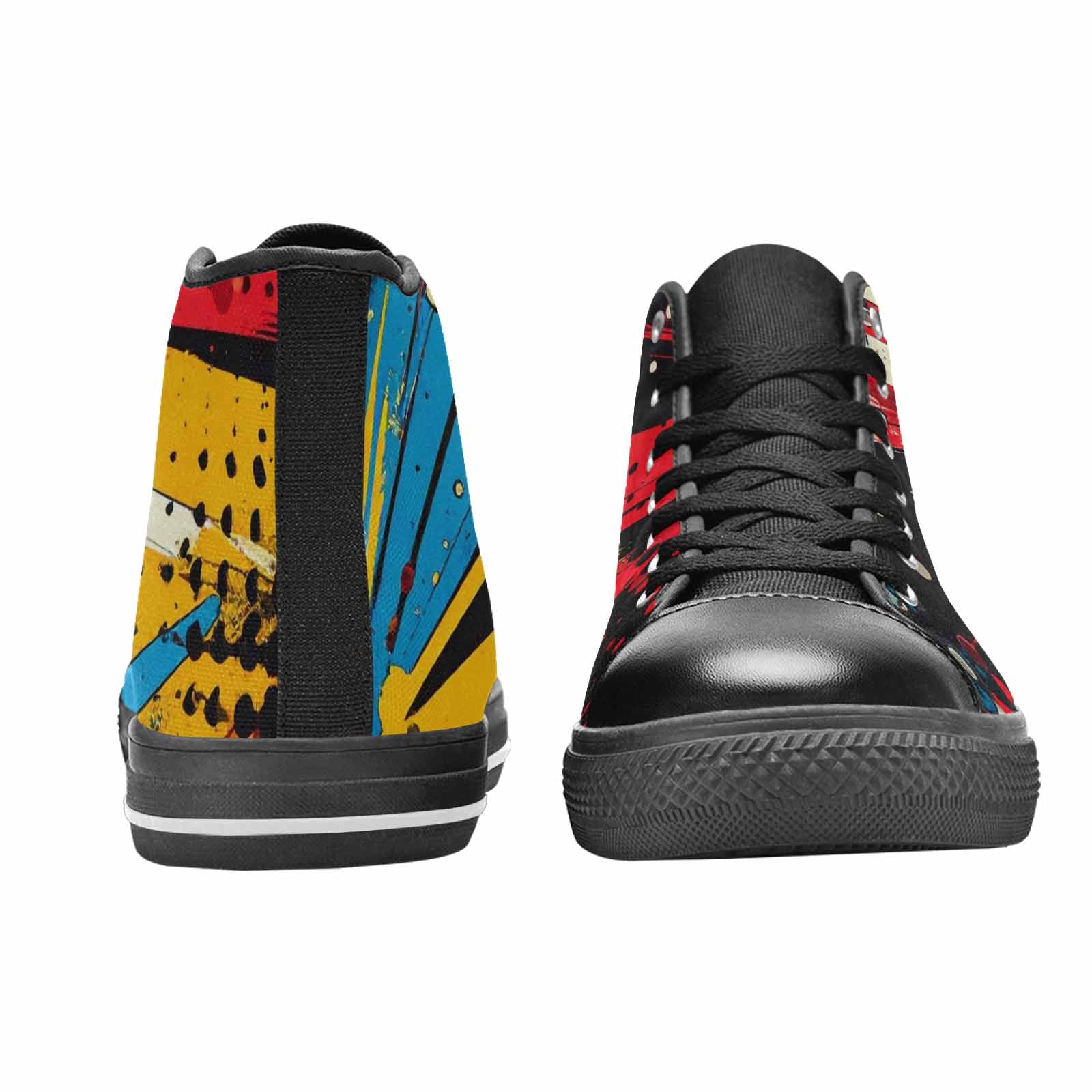 WOMEN'S Comic Book Halftone High Top Canvas Vibrant Chaos Custom Sneakers