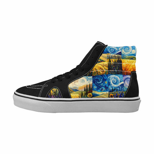 WOMEN'S Van Gogh-Style Swirl High Top Canvas Wallpaper Art Sneakers