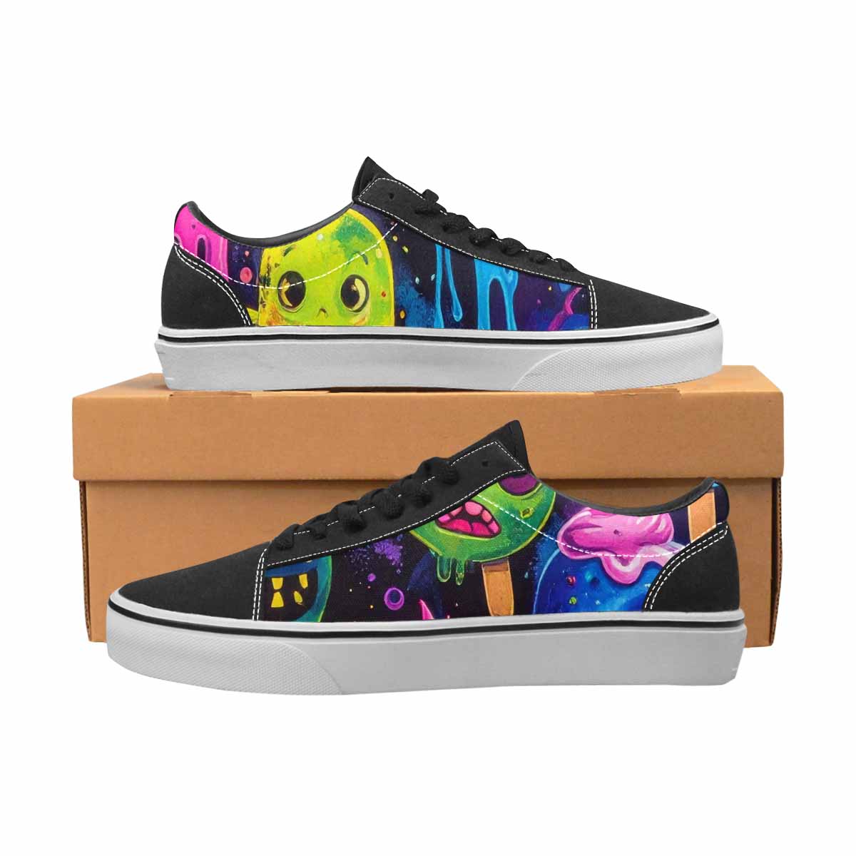 WOMEN'S Ice Cream Monsters  Lace-Up Canvas Vibrant Chaos Sneakers
