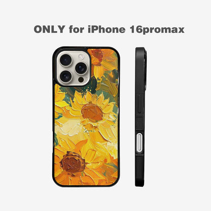 iPhone 16 Pro Max Case — Impressionist Sunflower Brushstroke Pattern Hundreds Of, Personalized Phone Case