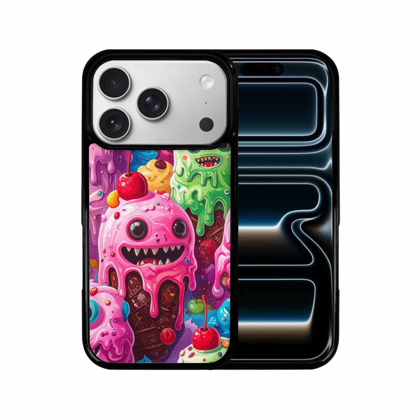iPhone 17 Pro Case — Melting Icecream Monster Cherry Original Art, Custom Printed Phone Case
