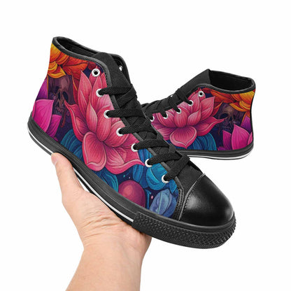 WOMEN'S Lotus Skulls High Top Canvas Dreamcore Sneakers