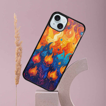 iPhone 15 Plus Case — Flame Burst Full Color Vibrant Flame, Custom Print Case Cover
