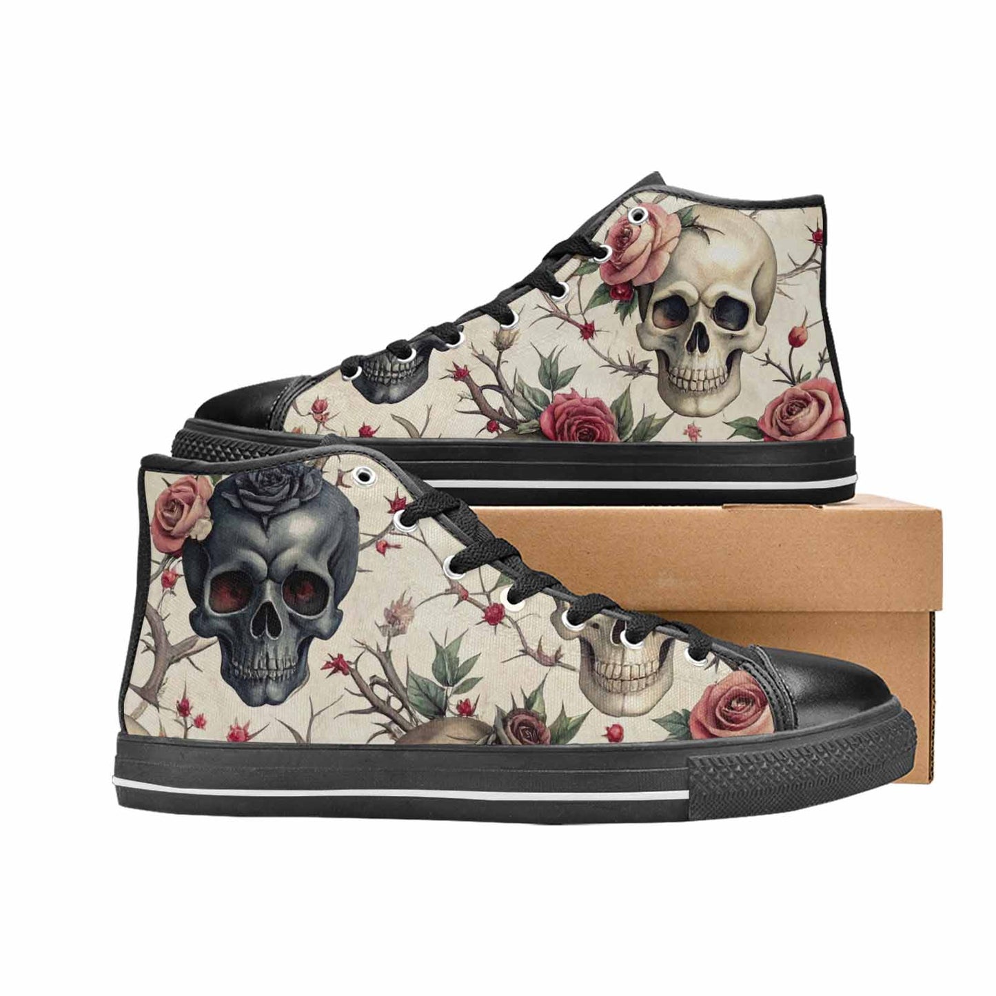 MEN'S Skulls - Roses High Top Canvas Vivid Shoes