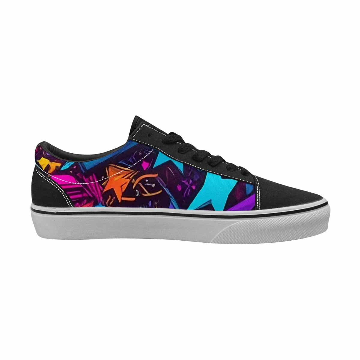 WOMEN'S 80s Retro Motif Lace-Up Canvas Melting Art Sneakers
