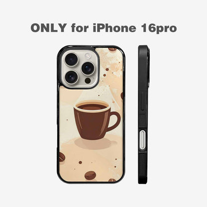 iPhone 16 Pro Case — Coffee Cup And Bean Pattern Seamless, Custom Made Phone Cover