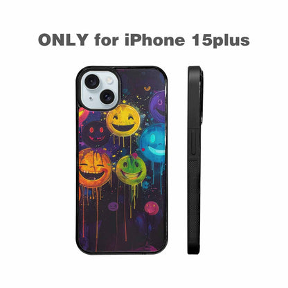 iPhone 15 Plus Case — Smiley Faces Glow Smiley Faces Pattern, Custom Designed Case Cover