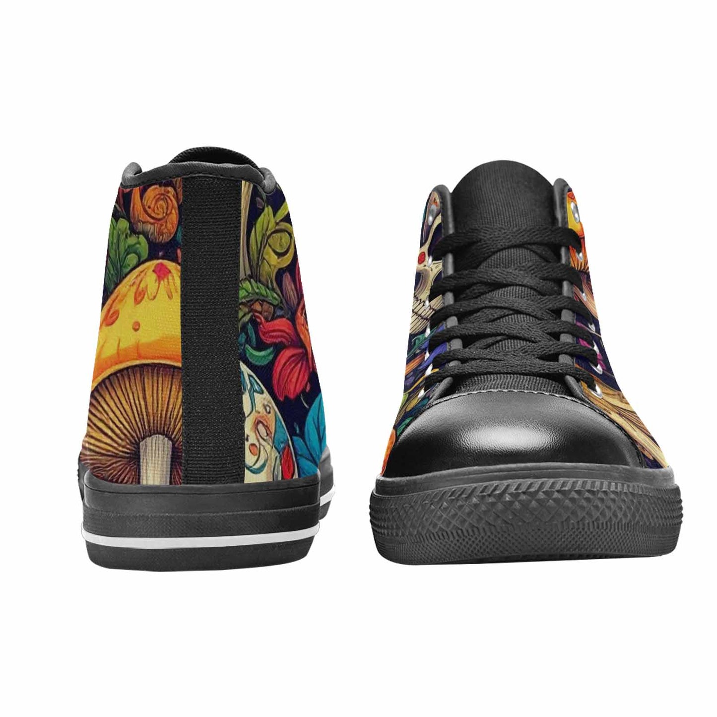 MEN'S Mushrooms And Skulls High Top Canvas Wallpaper Art Custom Sneakers