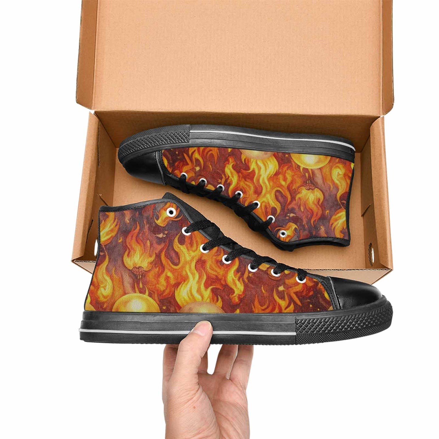 MEN'S Skulls - Flaming High Top Canvas Aesthetic Custom Sneakers