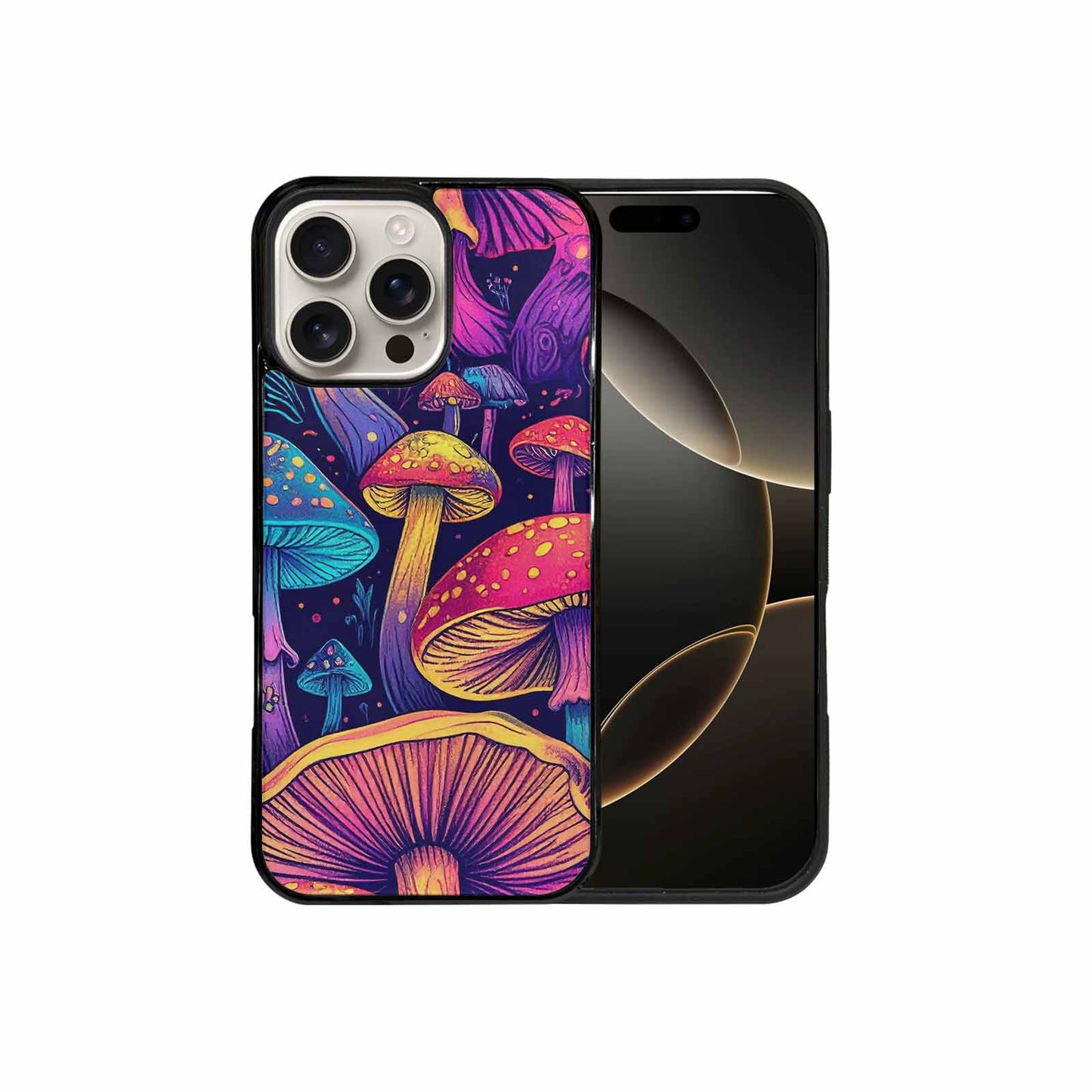iPhone 16 Pro Max Case — Mushroom Psychedelic Art Seamless Pattern Vibrant, Custom Printed Phone Case