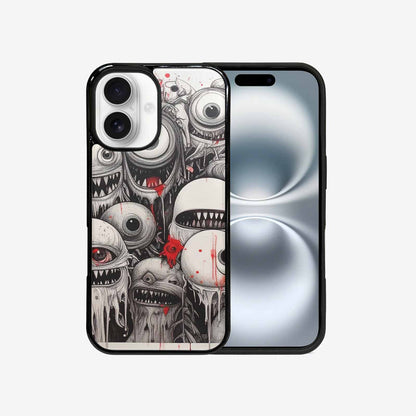 iPhone 16 Case — Multi Eye Monster Black Red Ink, Custom Phone Case