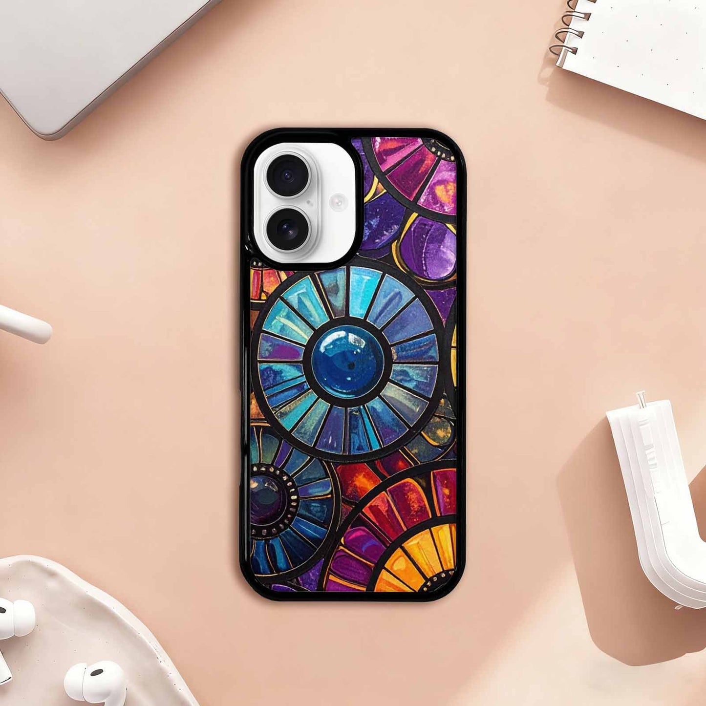 iPhone 17 Case — Iridescent Fantasy Sun Original Art, Custom Phone Case