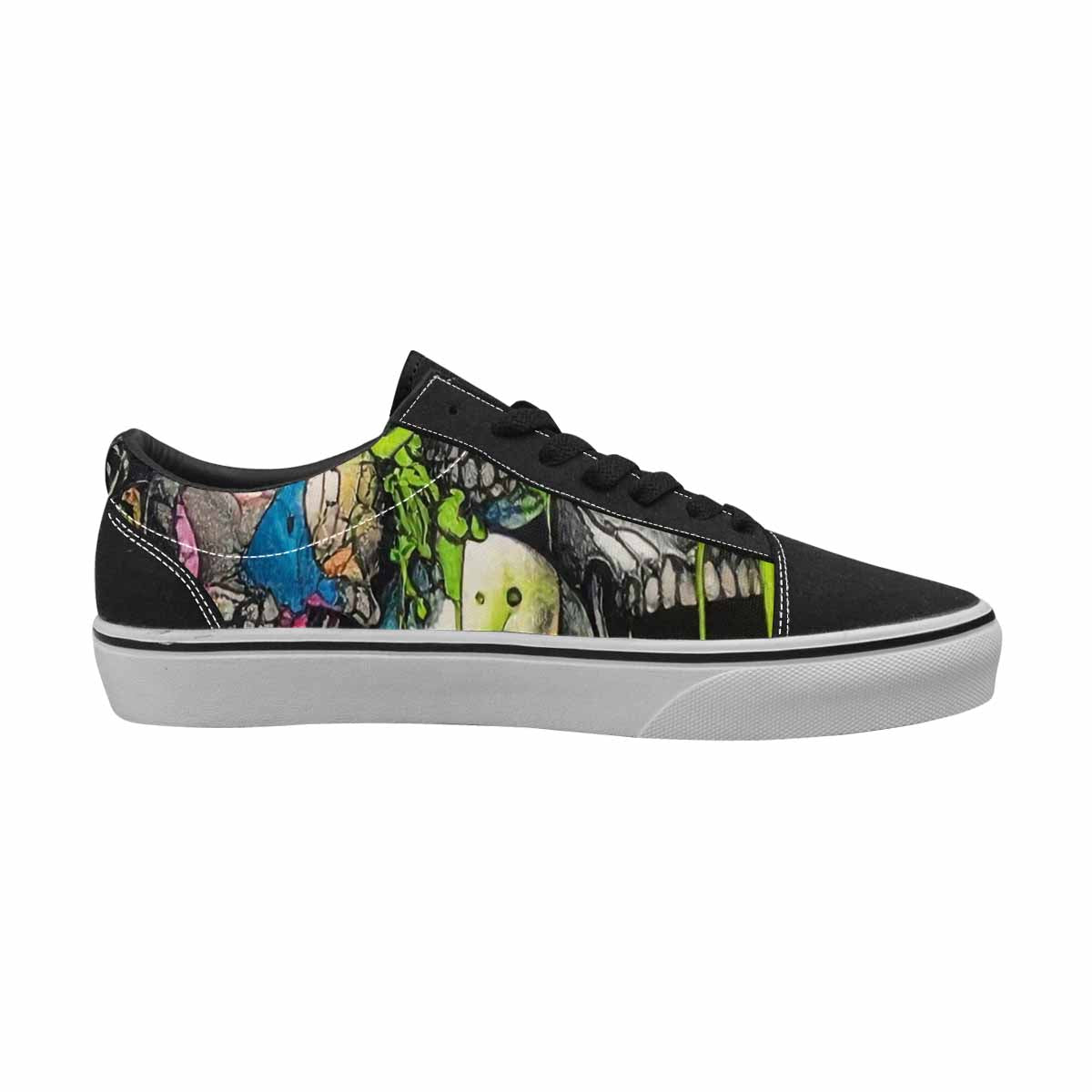 WOMEN'S Rainbow From Skull S Lace-Up Canvas Kaleidoscope Custom Sneakers