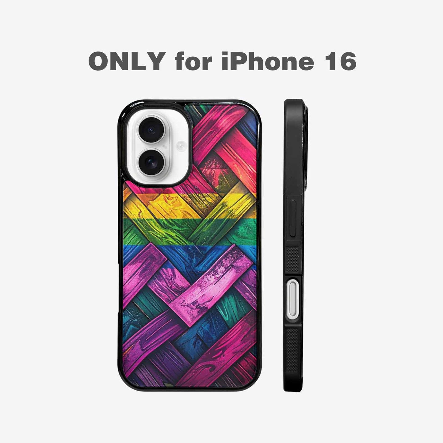 iPhone 16 Case — Polysexual Flag Color Theme Small Rainbow, Custom Phone Case