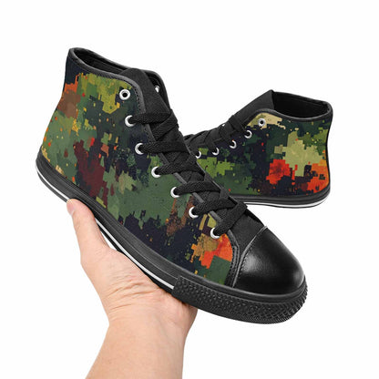 WOMEN'S Military Camouflage Blotch High Top Canvas Vibrant Chaos Sneakers