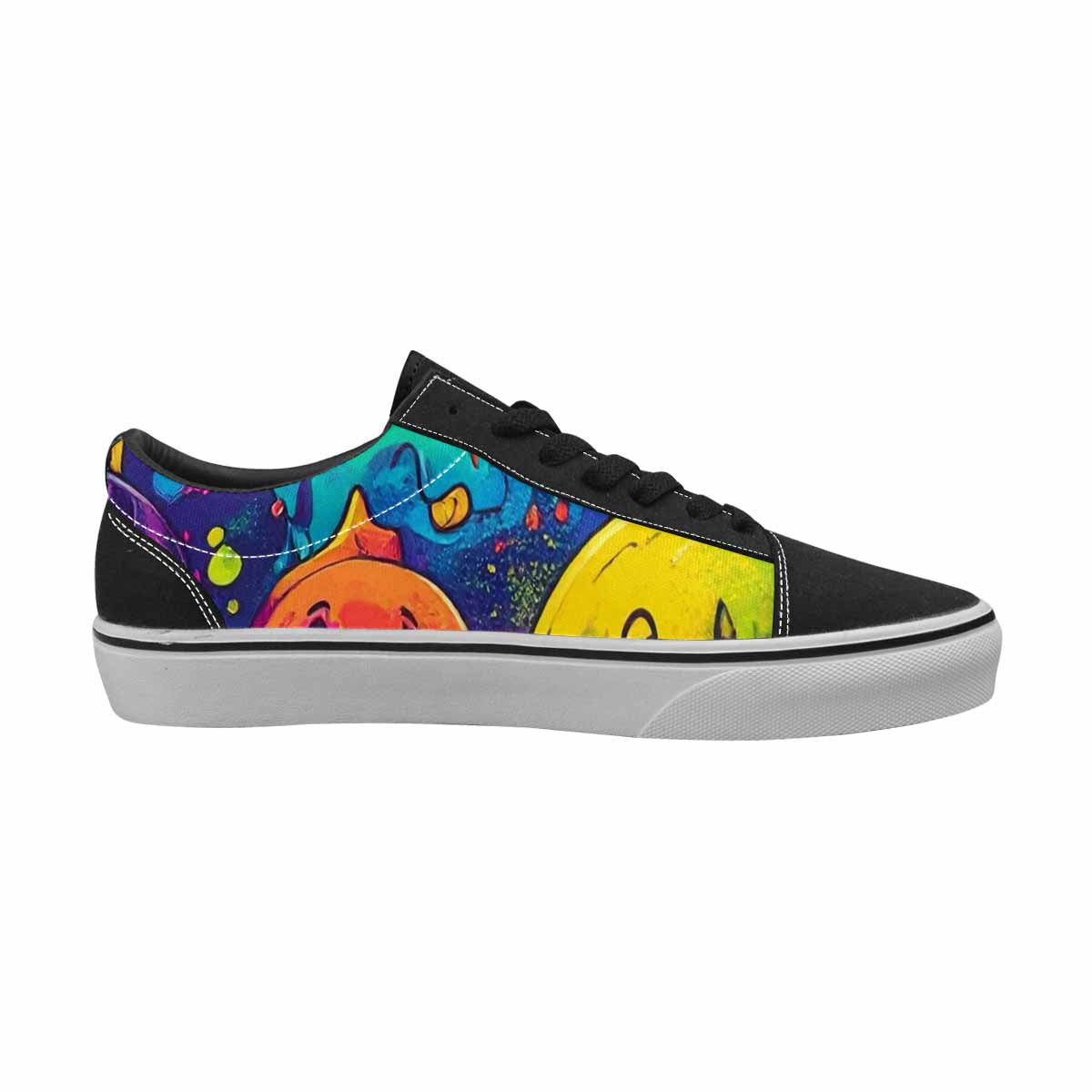 MEN'S Yellow Smiley Face Canvas Lace-Up Aesthetic Custom Sneakers