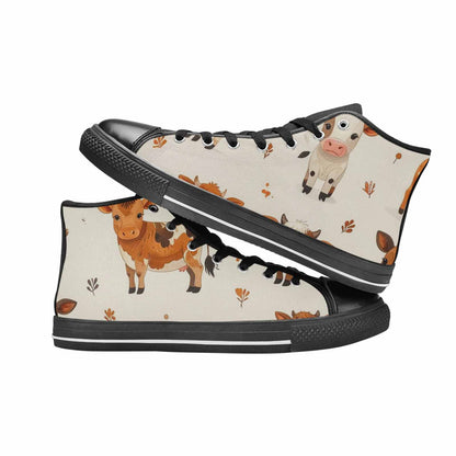 MEN'S Cow Animal Print High Top Canvas Cottagecore Custom Sneakers