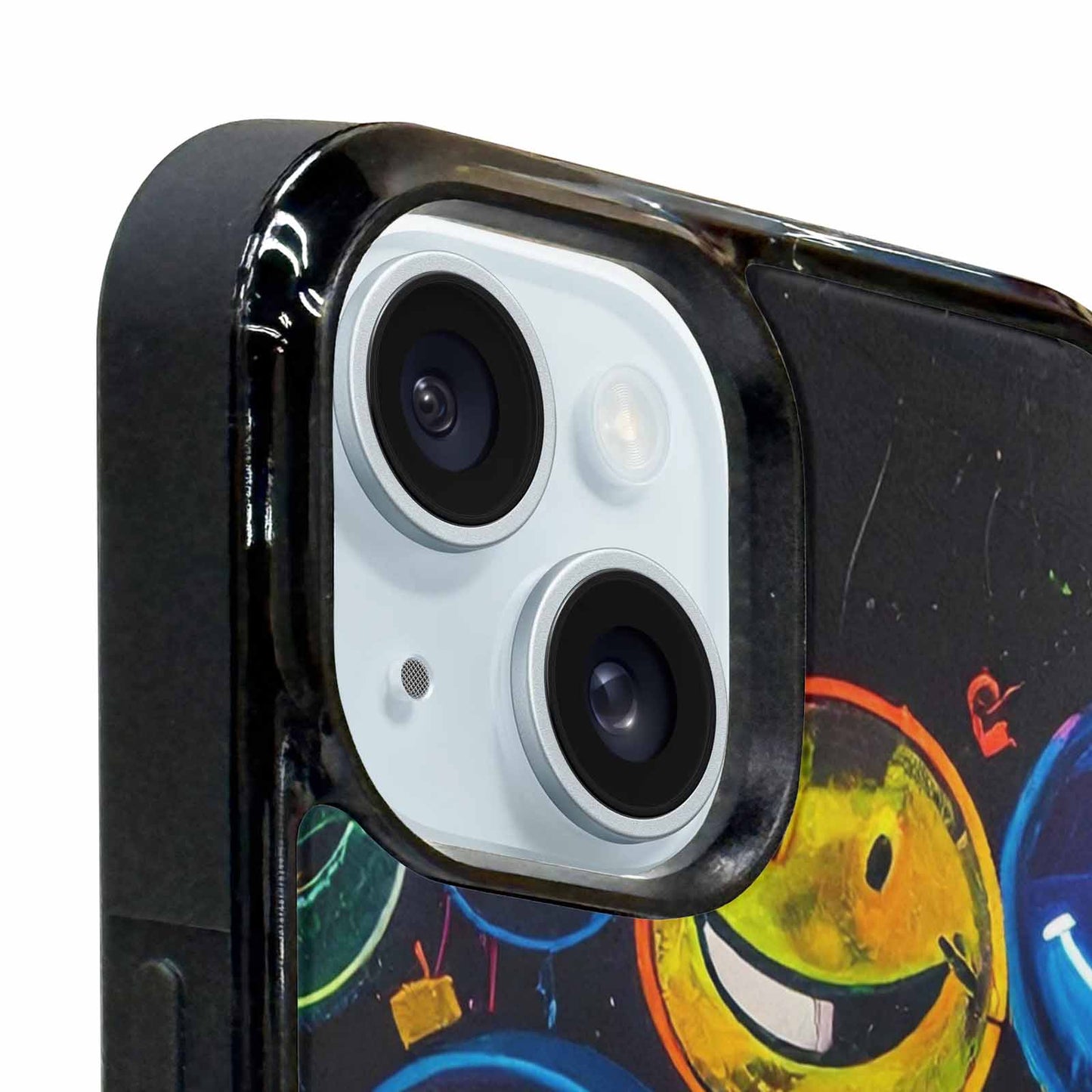 iPhone 15 Plus Case — Smiley Faces Glow Smiley Faces Pattern, Custom Printed Phone Case