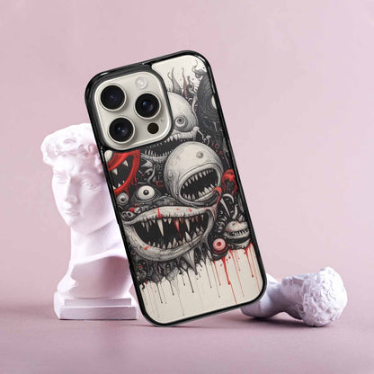iPhone 16 Pro Case — Multi Eye Monster Black Red Ink, Custom Printed Phone Case