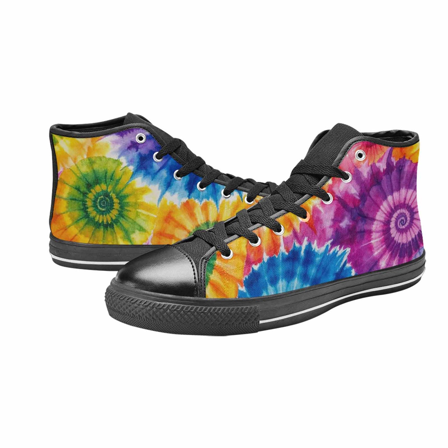 MEN'S Tie Dye Swirl High Top Canvas Cottagecore Custom Sneakers