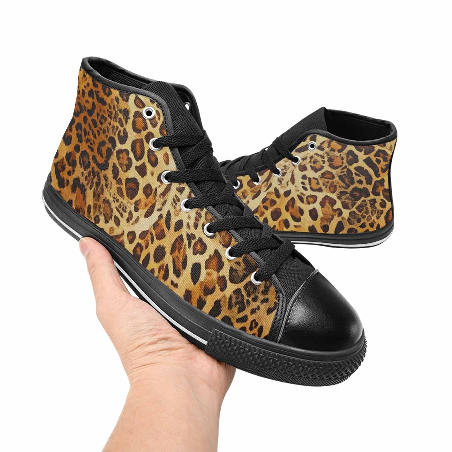 MEN'S Animal Print High Top Canvas Vibrant Chaos Custom Shoes