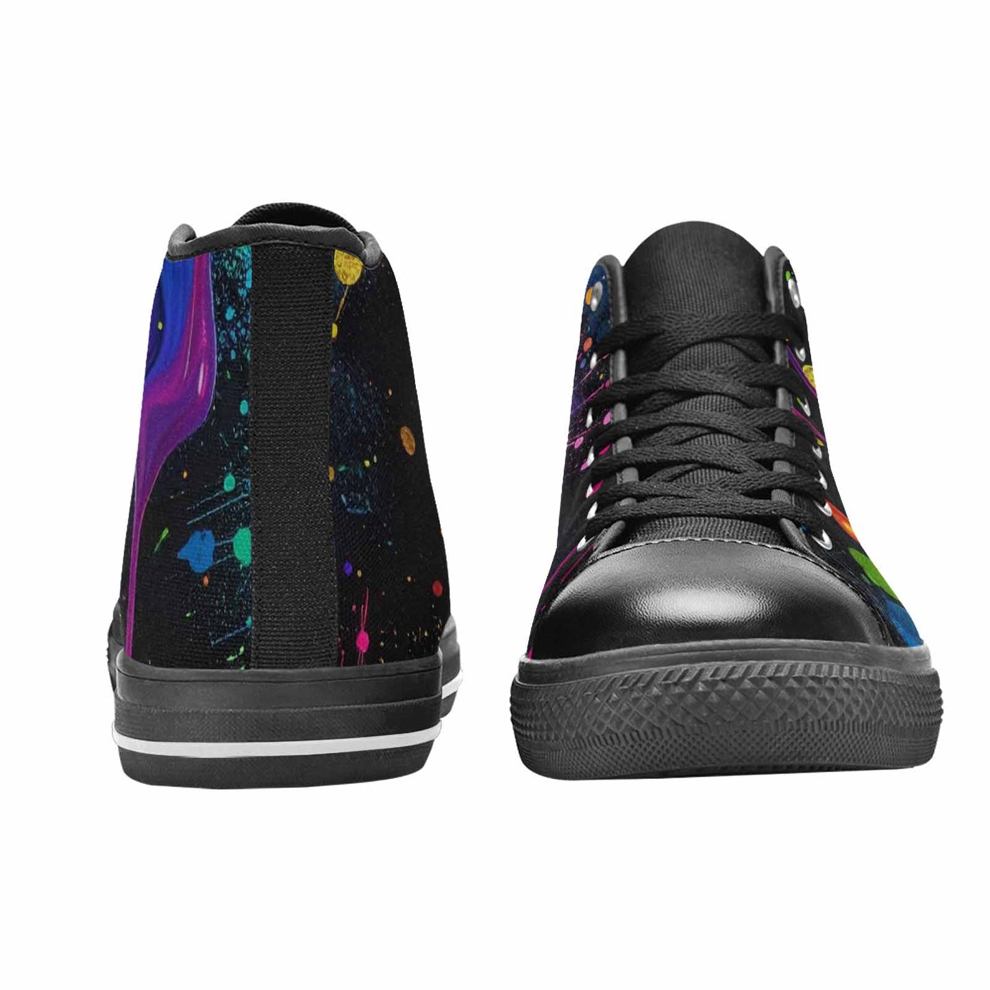 WOMEN'S Paint Splatter High Top Canvas Neon Fantasy Custom Shoes