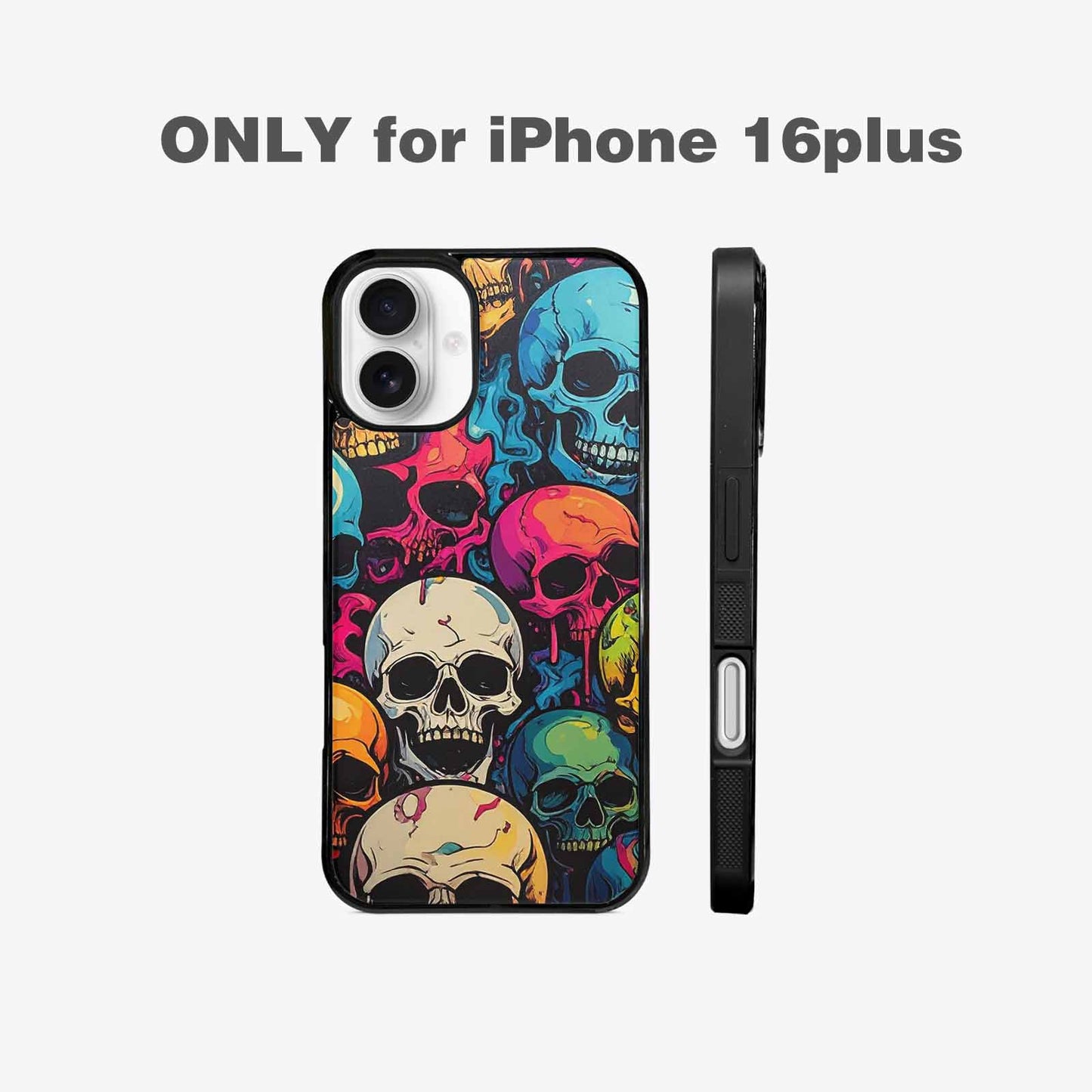iPhone 16 Plus Case — 1000s Of Skulls Digital Camo Drip, Custom Printed Phone Case