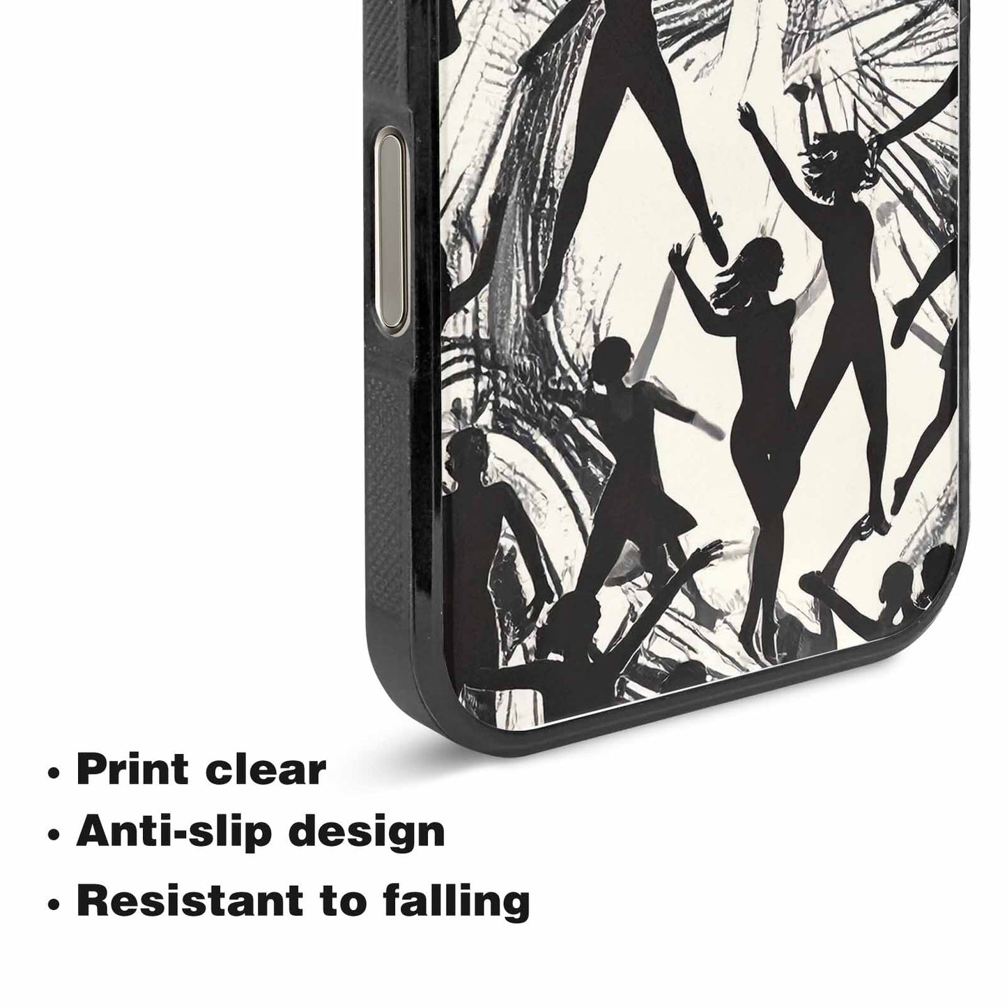 iPhone 15 Pro Max Case — Bold Dancing Figure Line Art Pattern, Custom Designed Case Cover