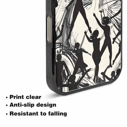 iPhone 15 Pro Max Case — Bold Dancing Figure Line Art Pattern, Custom Designed Case Cover