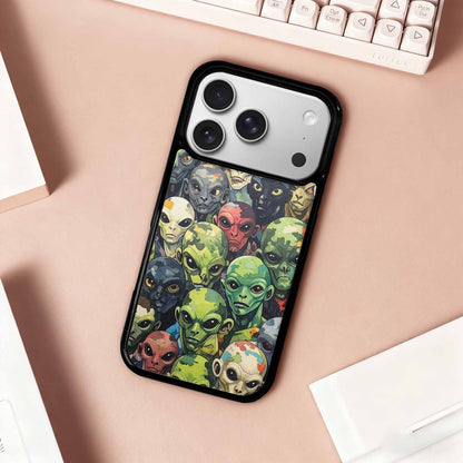iPhone 17 Pro Case — Aliens Camo Aliens Pattern Hundreds Alien, Custom Art Phone Cover