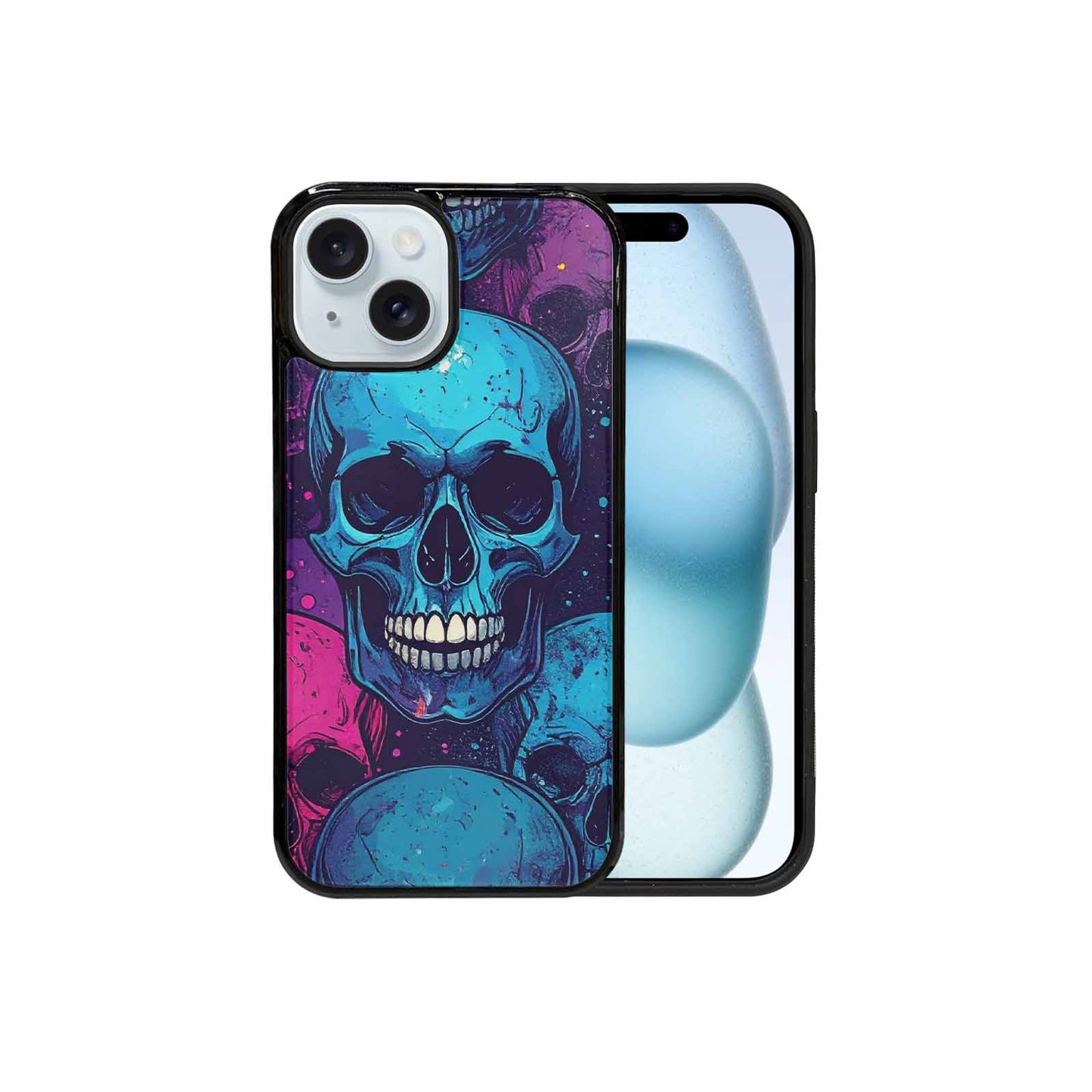 iPhone 15 Case — Skulls Splatter Comic Custom, Custom Phone Case