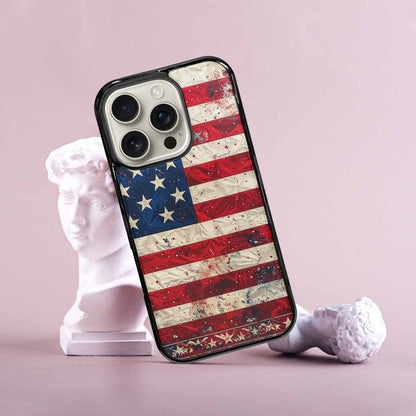 iPhone 16 Pro Case — American Flag Stars And Stripes Motif, Personalized Phone Case