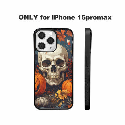 iPhone 15 Pro Max Case — Halloween Skulls Pumpkins Custom, Custom Art Phone Cover