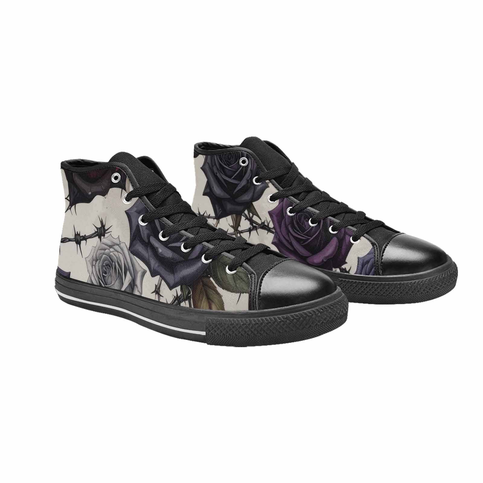 MEN'S Black Gothic Rose High Top Canvas Aesthetic Custom Sneakers