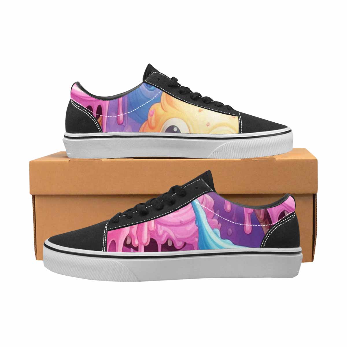 WOMEN'S Melting Icecream Cone Monster Canvas Lace-Up Dreamcore Custom Sneakers